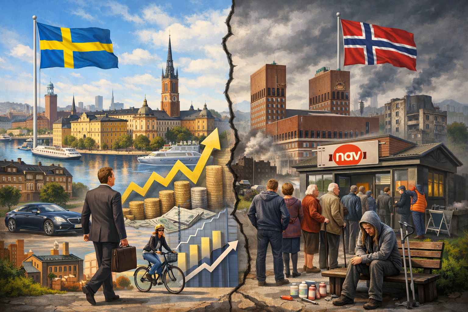 Sverige jobber mer – Norge skjuler ledighet bak ordninger. Ulike tall, ulik virkelighet