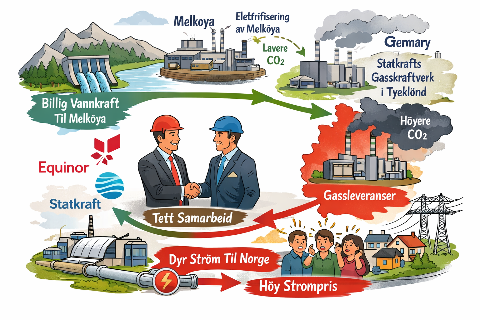 Økt strømpris og flytting av utslipp fra elektrifiseringen av Melkøya og Statkrafts gasskraftverk